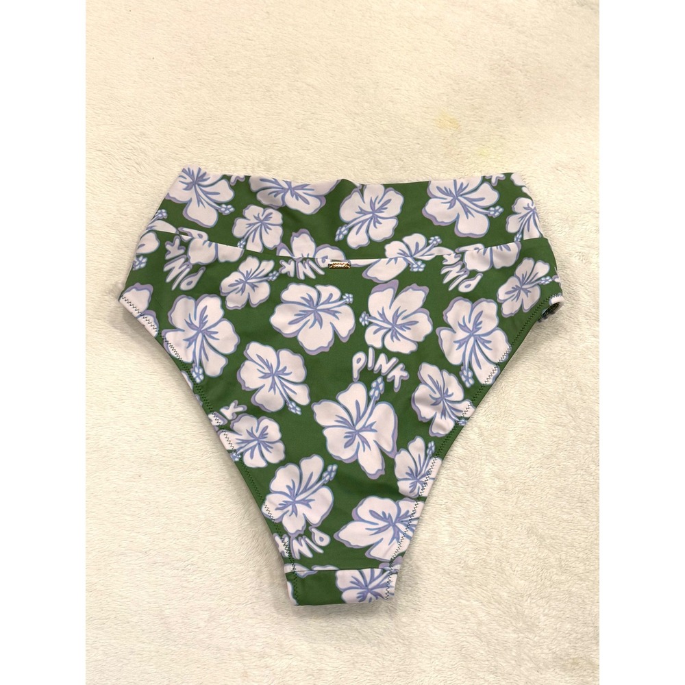 Victoria's Secret PINK High Waist V-Front Bikini Bottom Green Floral Small NWT - Picture 4 of 7